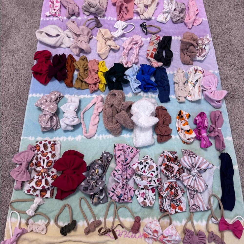 White Hair Bow Organizer and bows/headwraps